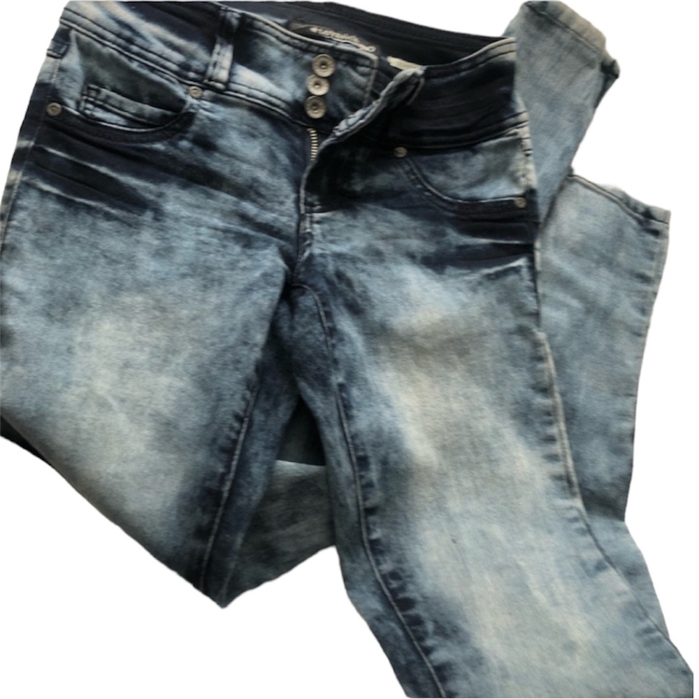 🌞 Love Sick Super Skinny stretch faded acid washed whisking Jeans blue women 0